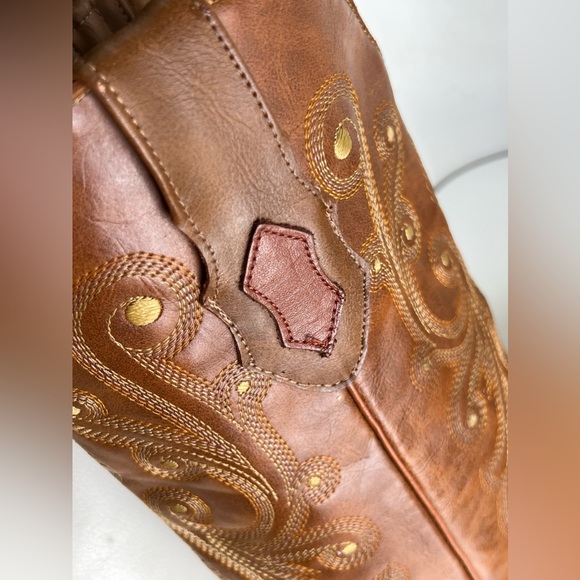 Ferrini Square Toe Cowboy Boots Men’s Size 10 Cowhide Leather Brown Embroidered - Picture 10 of 15